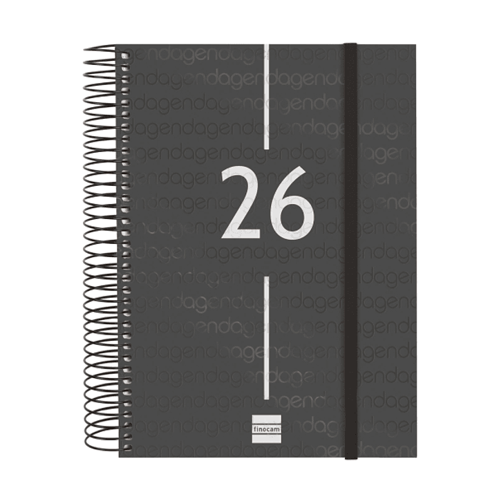 Finocam Year Agenda de Espiral - Anual 2026 - Tapa Ligera - Formato E10 - 175x29x212mm - 1 Dia por Pagina - Color Negro 1