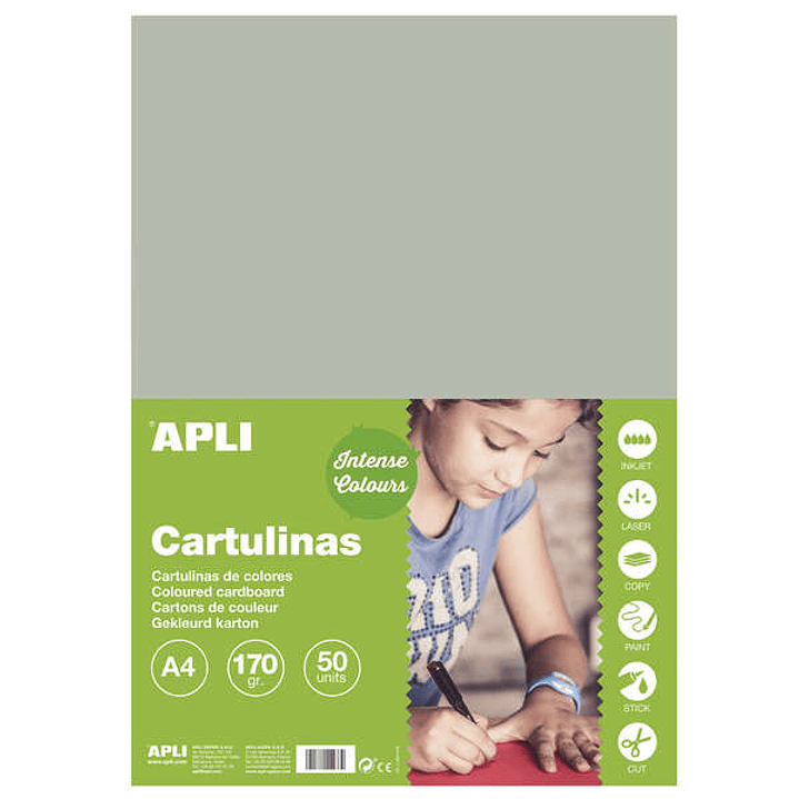 Apli Cartulina Gris A4 170g 50 Hojas 1
