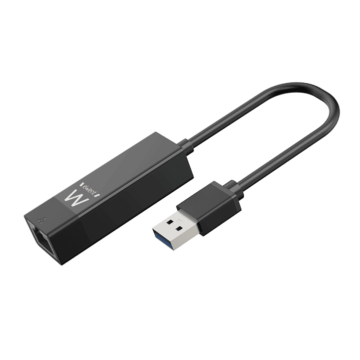 Ewent Conversor Adaptador de Red RJ45 a USB-A - Gigabit 10/100/1000Mbps - Cable de 15cm - Soporta WOL - Color Negro 1