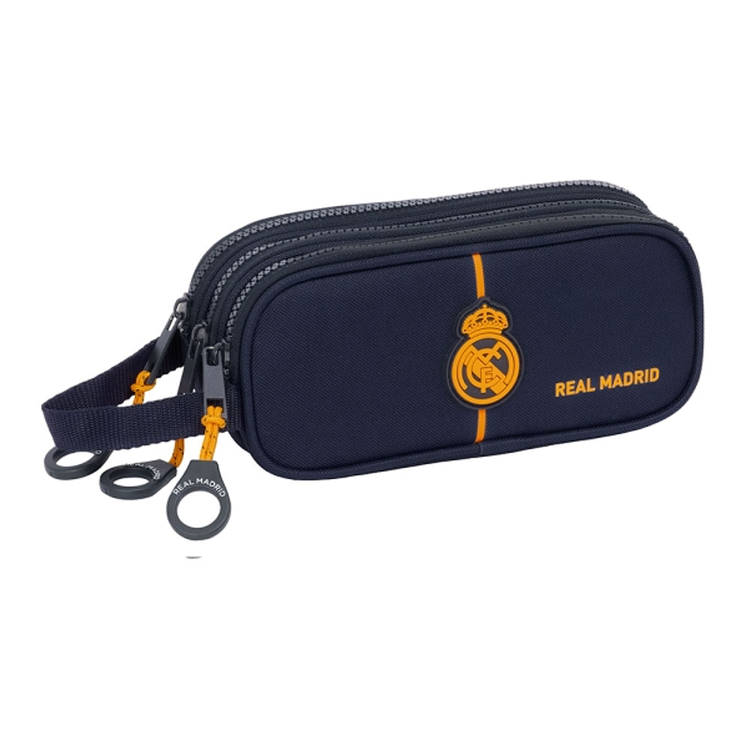 Safta Real Madrid 2ª Equipacion 24/25 Estuche Portatodo - 3 Compartimentos - Asa de Mano - 21x8.5x7cm - Color Azul Marino 1