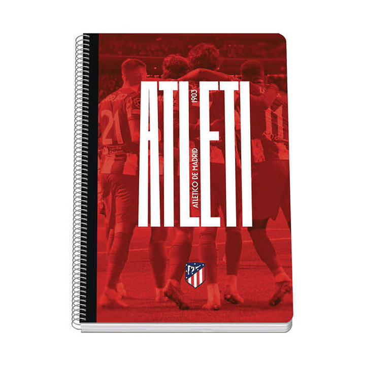 Dohe Atletico de Madrid Atleti Cuaderno Espiral Tapa Rigida - Tamaño Folio de 80 Hojas 90gr - Hojas con Cuadricula 4mm 1