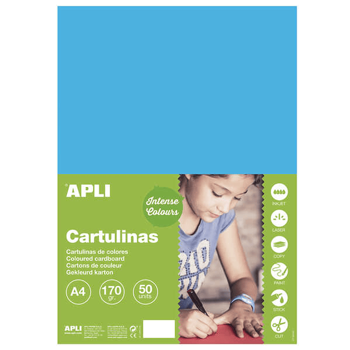 Apli Cartulina Azul Medio A4 170g 50 Hojas 1