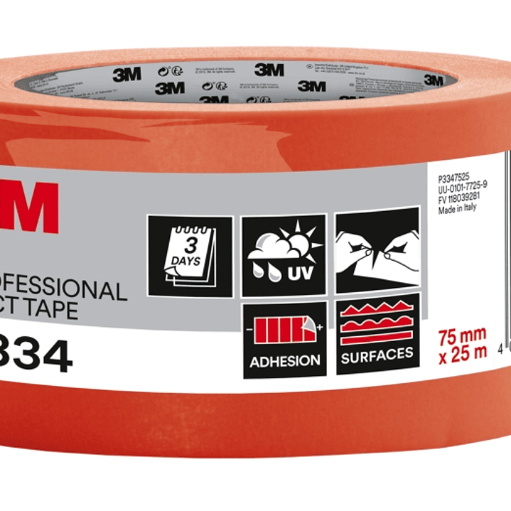 3M Cinta Adhesiva Americana - 75mm x 25m - Alta Adherencia - Color Naranja 1