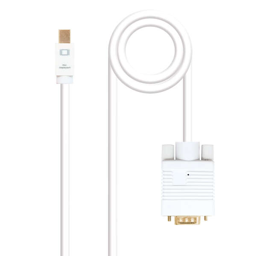 Nanocable Cable Conversor Mini DP Macho a VGA Macho 2m - Color Blanco 1