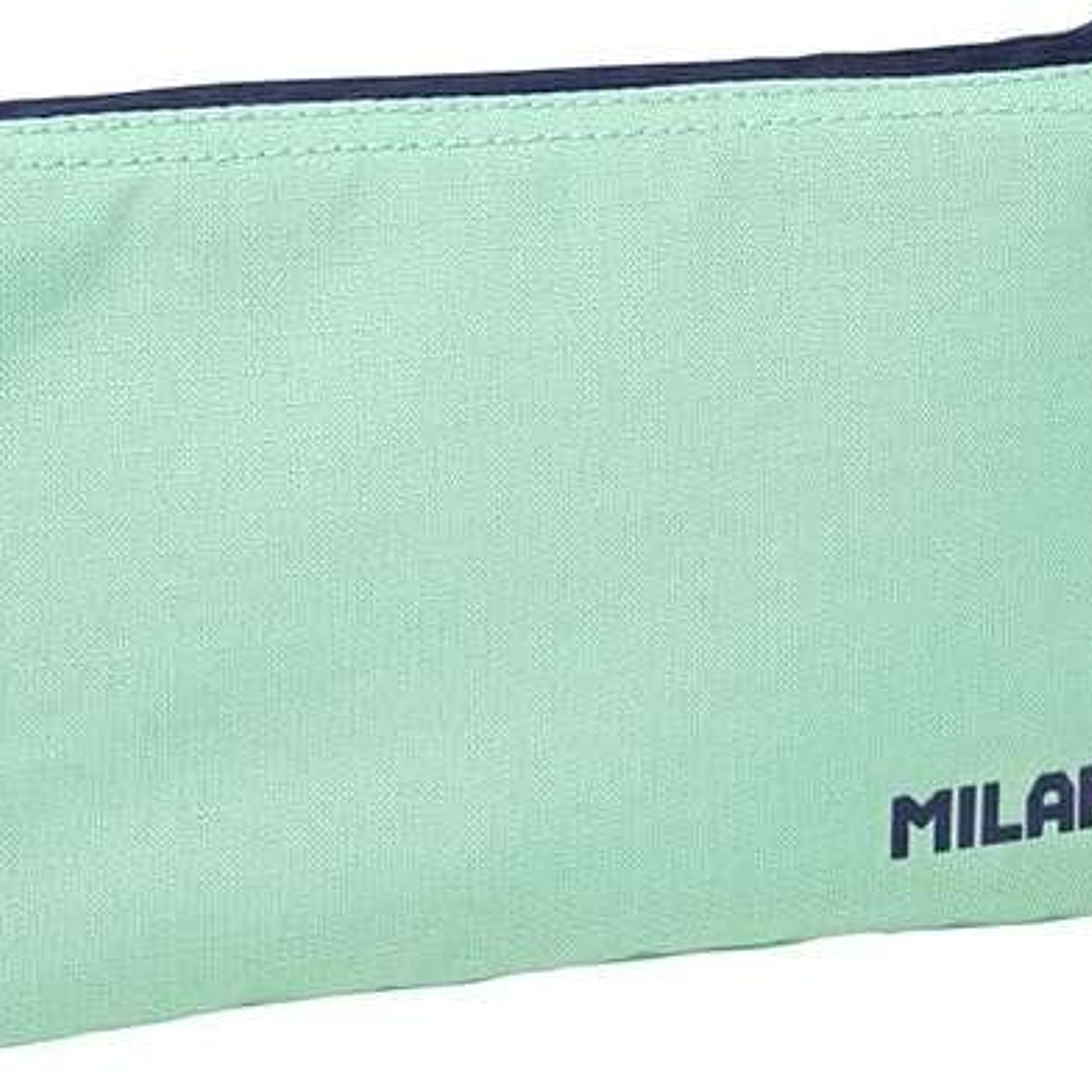 Milan Serie 1918 Estuche Portatodo 5 Compartimentos - Tejido Resistente a las Roturas y Rasgaduras - Medidas 22x12x4cm - Color Verde 1