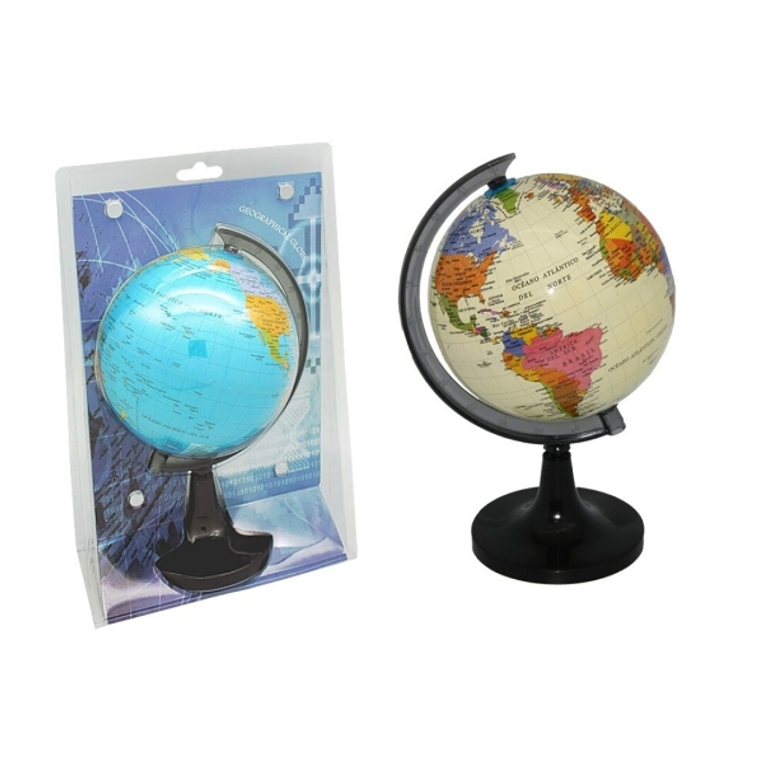 Bismark Esfera Geografica con Meridiano 15cm - Cartografia Fisico-Politica - Base Alta y Robusta - Colores Blanco y Azul Aleatorios 1