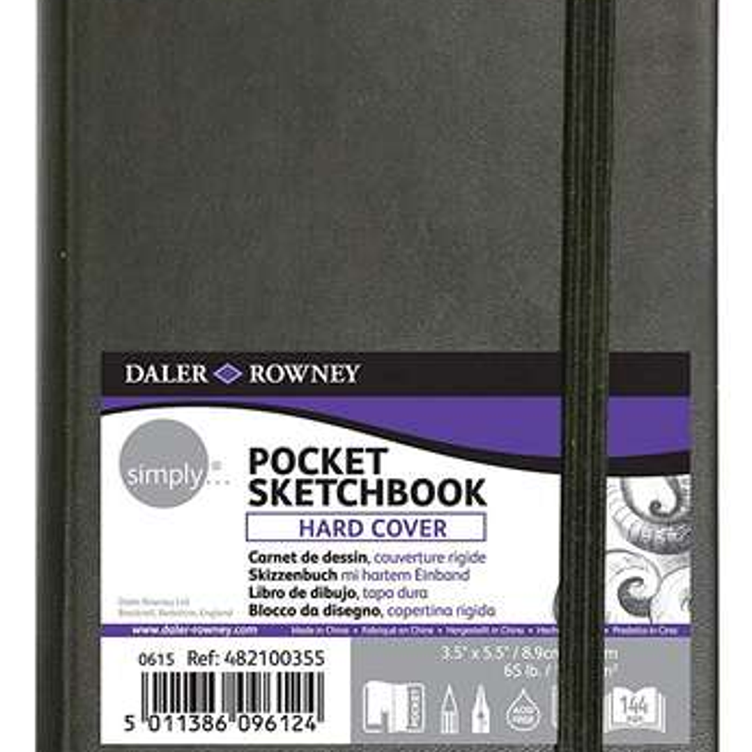 Daler Rowney Simply Cuaderno Cosido - Formato 9x14cm - 72 Hojas de Papel 100g/mg2 - Color Blanco 1