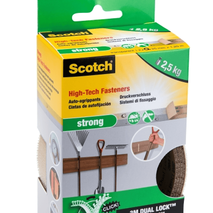 Scotch Pack de 2 Tiras de Sujecion Fuerte - 25mm x 1.2m - Color Transparente 1