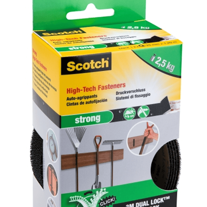 Scotch Pack de 2 Cierres Adhesivos Reposicionables - 25mm x 1.2m - Color Negro 1