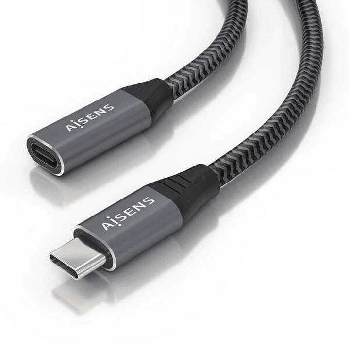 Aisens Cable USB 3.2 GEN2x2 Aluminio 20Gbps 8K@30Hz 5A 100W - Tipo USB-C/M-USB-C/H - 2.0m - Color Gris 1