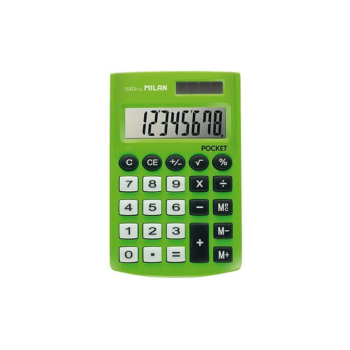 Milan Pocket Calculadora de Bolsillo con Pantalla de 8 Digitos - 3 Teclas de Memoria y Raiz Cuadrada - Teclas con Tacto Suave - Color Verde 1