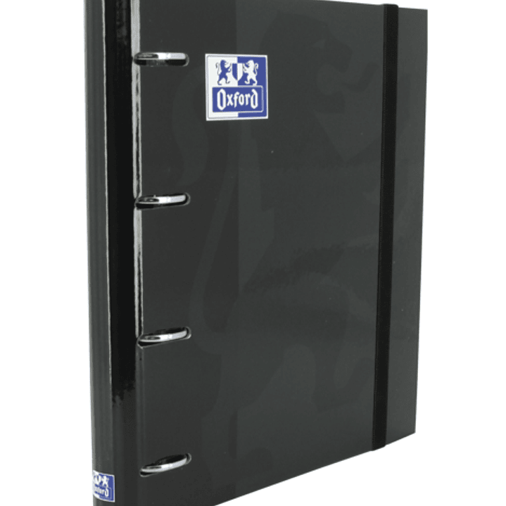 Oxford Europeanbinder Classic A4+ Carpeta de Anillas con Recambio Cuadricula 5x5 - Tapa Extradura - Cierre con Goma Elastica - Color Negro 1