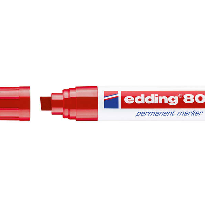 Edding 800 Rotulador Permanente - Punta Biselada - Trazo entre 4 y 12 mm. - Recargable - Secado Instantaneo - Color Rojo 1