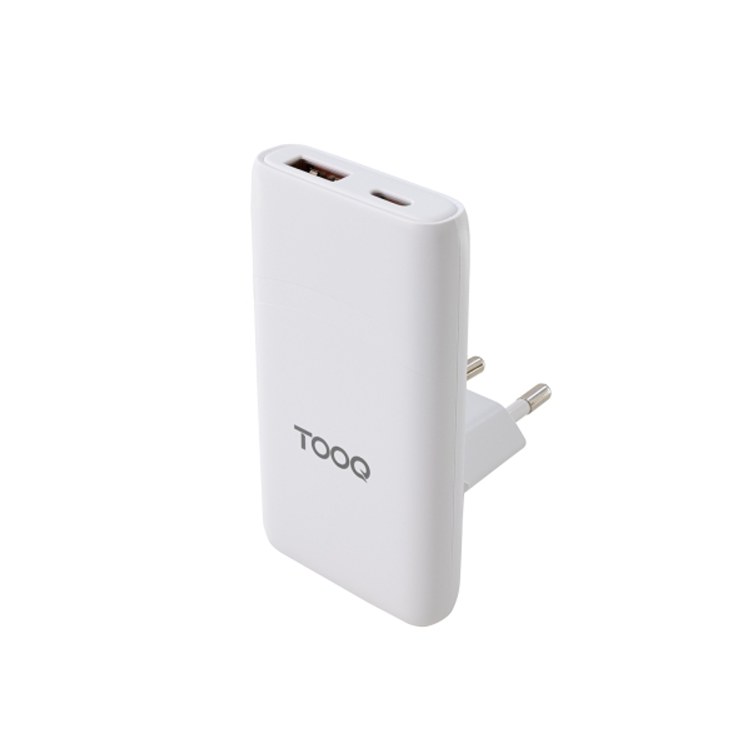 Tooq Adaptador de Viaje - Compatibilidad con EU, KR, UK - Tecnologia GaN 65W - Puerto USB-C PD y USB-A QC - Color Blanco 1