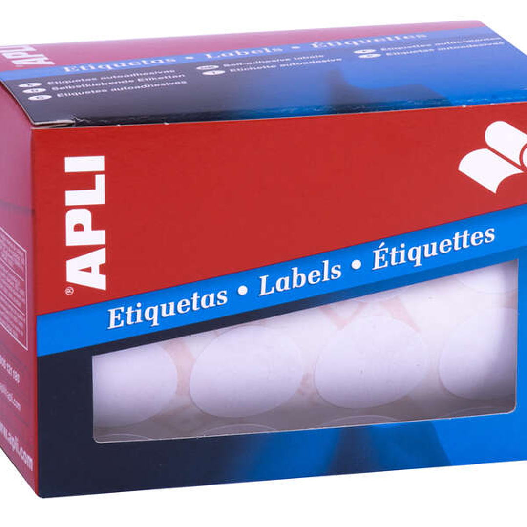Apli Rollo Etiquetas Blancas Permanentes Ø 25.0mm 1