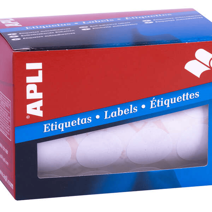 Apli Rollo Etiquetas Blancas Permanentes Ø 25.0mm 1