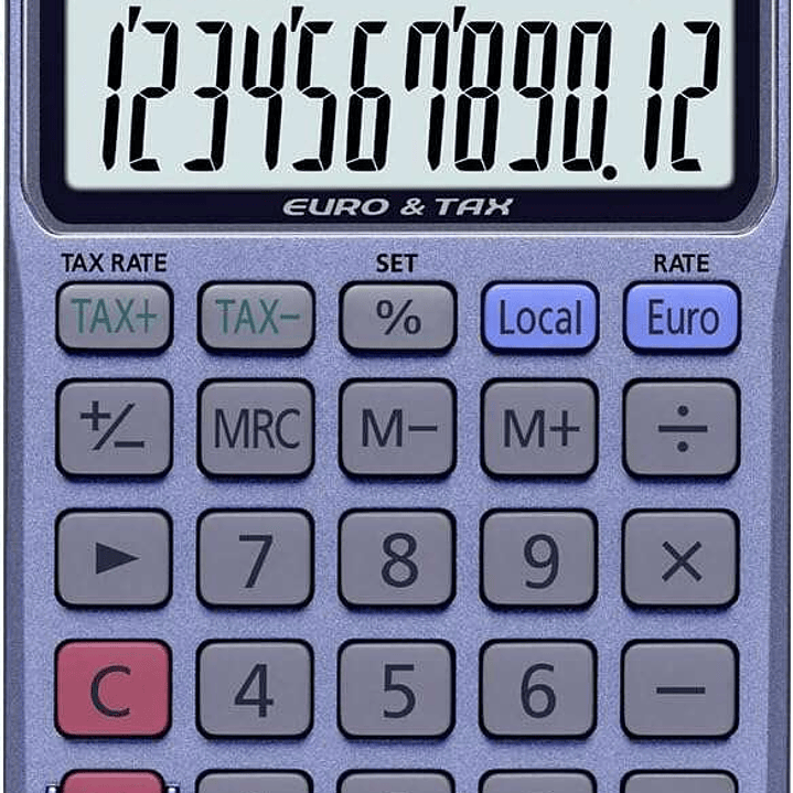 Casio SL-320TER+ Calculadora de Bolsillo - Pantalla LC Extragrande de 12 Digitos - Funcion Conversor de Euros - Color Azul 1