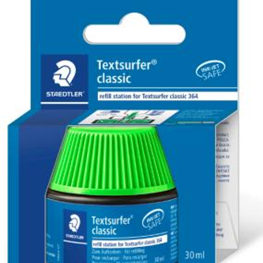 Staedtler Bote de Tinta para Recarga Marcador Textsurfer 364 - Capacidad 30ml - Color Verde 1