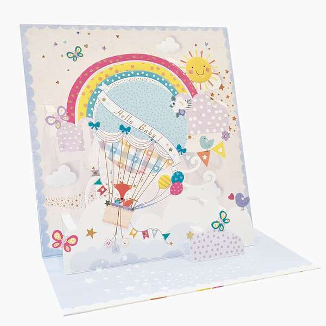 Pictura Tarjeta 3D Pop-Up - 16x16cm - Tematica Cielo - Embolsada Individualmente - Incluye Sobre Blanco - Papel con Certificacion FSC 1