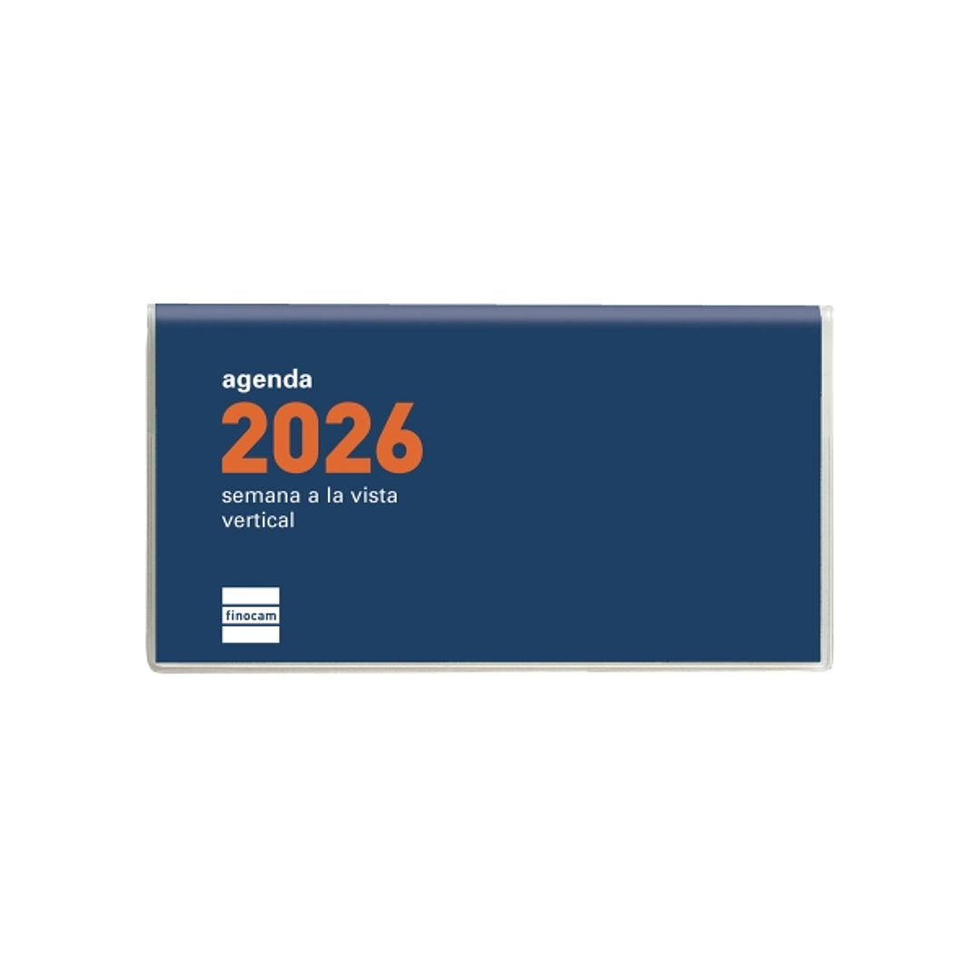 Finocam Coctel Agenda Plana - Anual 2026 - Formato Pl1 - 121x6x6mm - Semana Vista en Vertical - Color Azul 1
