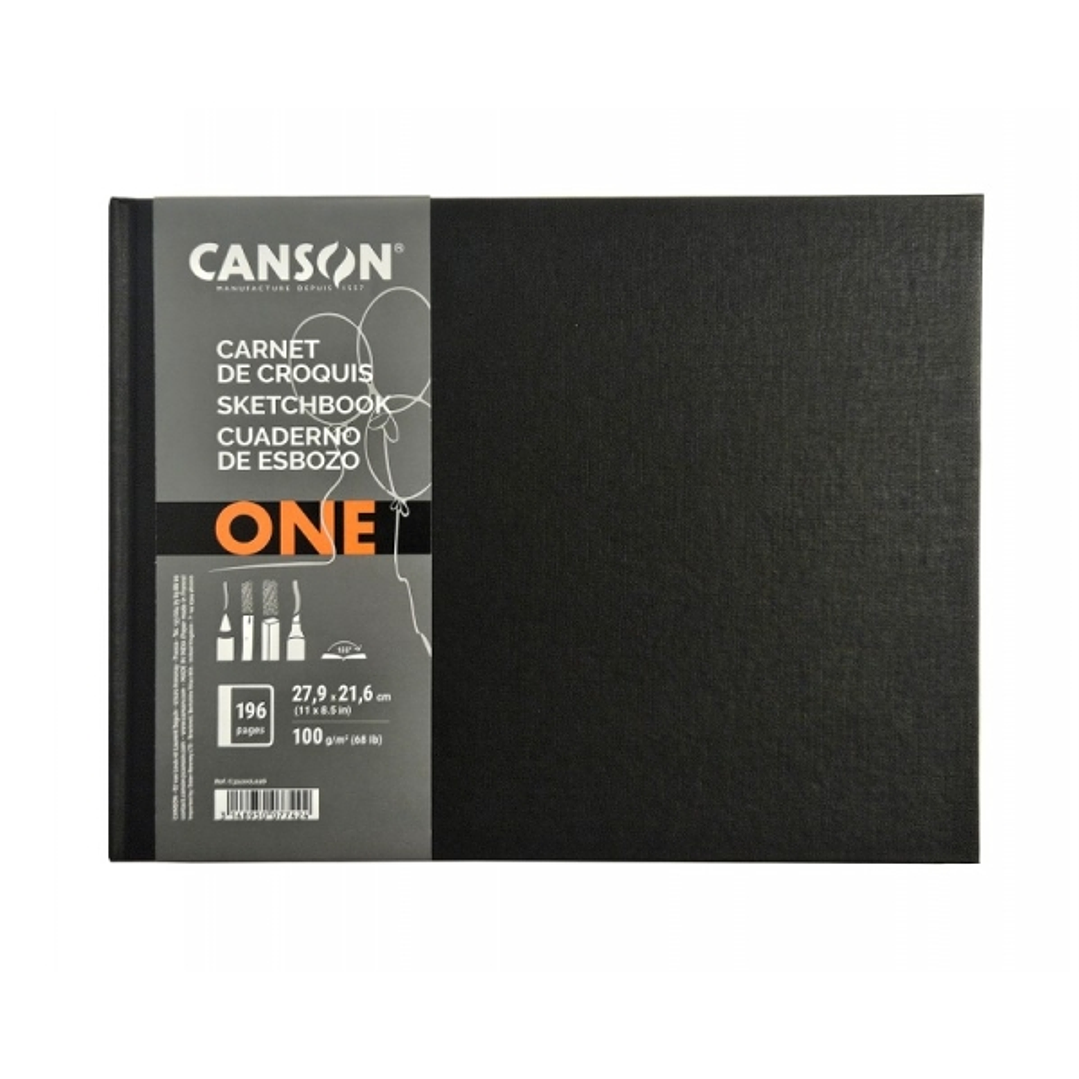 Canson Sketch One Cuaderno Apaisado con 98 Hojas - 27.9x21.6m - 100g - Grano Fino - Color Blanco 1