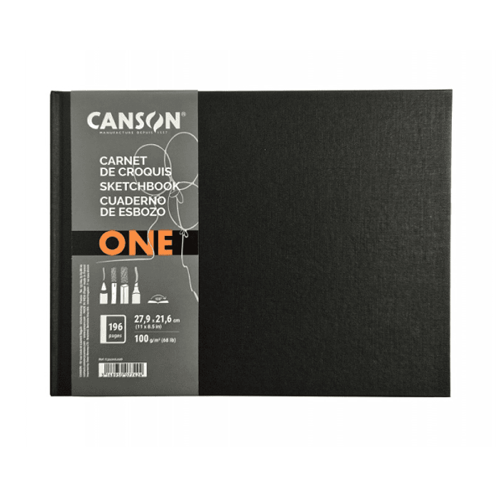 Canson Sketch One Cuaderno Apaisado con 98 Hojas - 27.9x21.6m - 100g - Grano Fino - Color Blanco 1