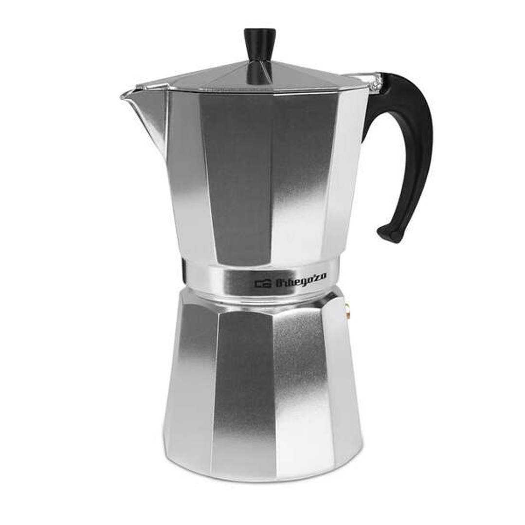 Orbegozo KF 1200 Cafetera Italiana de Aluminio Prepara 12 Tazas de Cafe Aromatico y Exquisito Mango Ergonomico - Valvula de Seguridad y Facil Limpieza 1