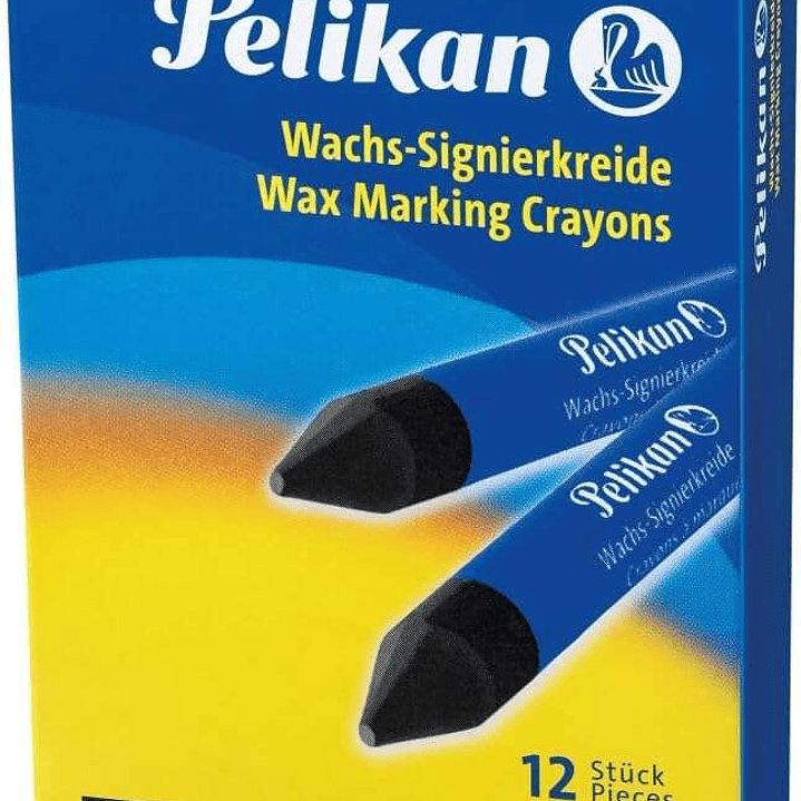 Pelikan Pack de 12 Ceras para Marcar - Punta Resistente - Ideal para Resaltar Textos - Color Negro 1