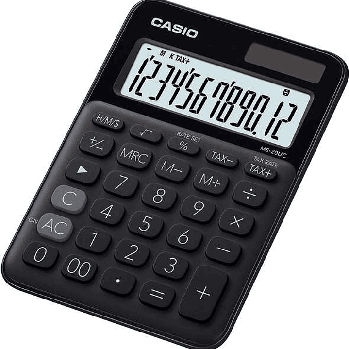 Casio MS-20UC Calculadora de Sobremesa Pequeña - Pantalla LCD de 12 Digitos - Alimentacion Solar y Pilas - Color Negro 1