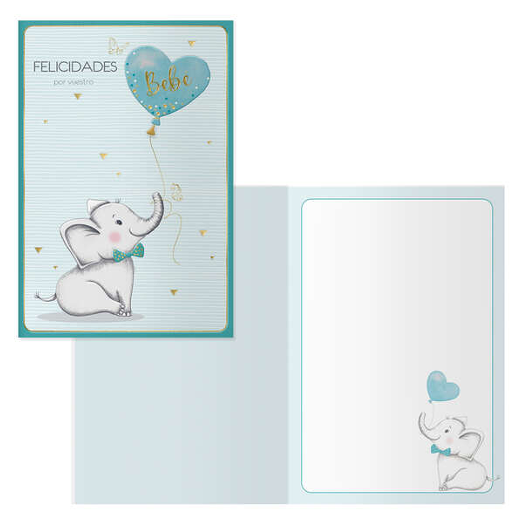 Dohe Elephant Pack de 6 Tarjetas de Felicitacion para Nacimientos - 11.5x17cm - Impresas a Todo Color - Estampaciones con Pelicula de Color - Estampac 1