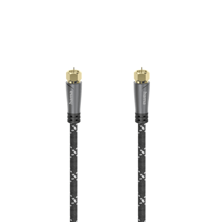 Hama Prime Cable Coaxial de Antena - Longitud 1.5m - Terminales Chapados en Oro - Conector F Macho - Apantallamiento 120dB - Impedancia 75Ohm - Color  1