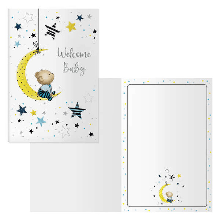 Dohe Luna Pack de 6 Tarjetas de Felicitacion para Nacimientos - 11.5x17cm - Impresas a Todo Color - Estampaciones con Pelicula de Color - Estampacion  1