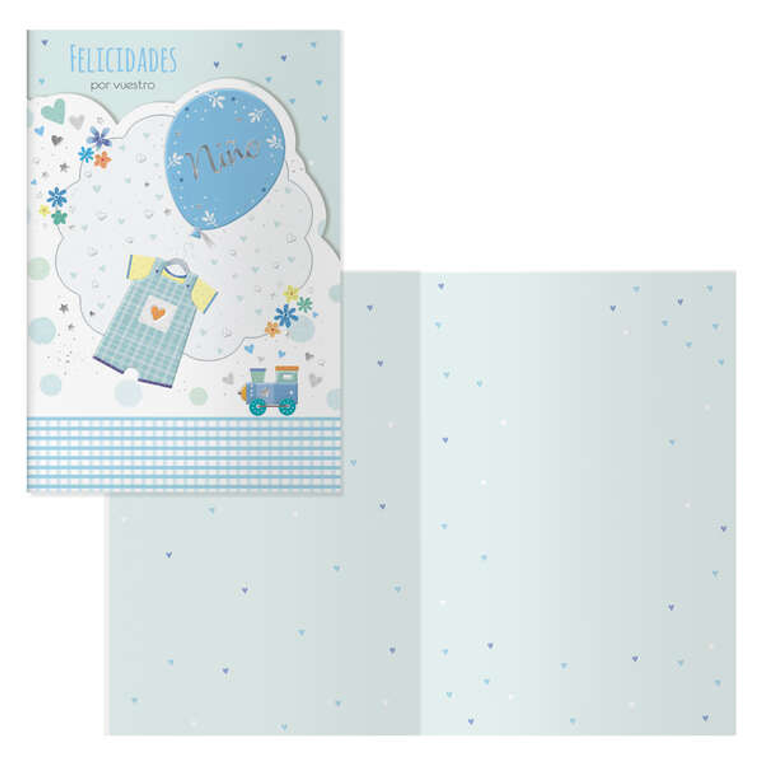 Dohe Tren Pack de 6 Tarjetas de Felicitacion para Nacimientos - 11.5x17cm - Impresas a Todo Color - Estampaciones con Pelicula de Color - Estampacion  1