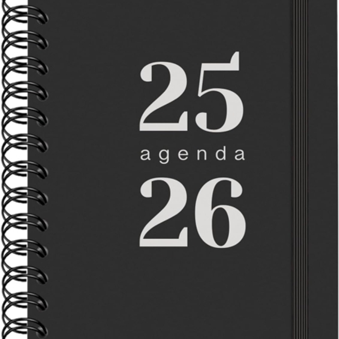 Dohe Grammar Agenda Escolar 25/26 Espiral A6 - Dia Pagina - Papel 80g/m2 - Cubierta de Polipropileno - Cierre de Goma Elastica - Color Negro 1