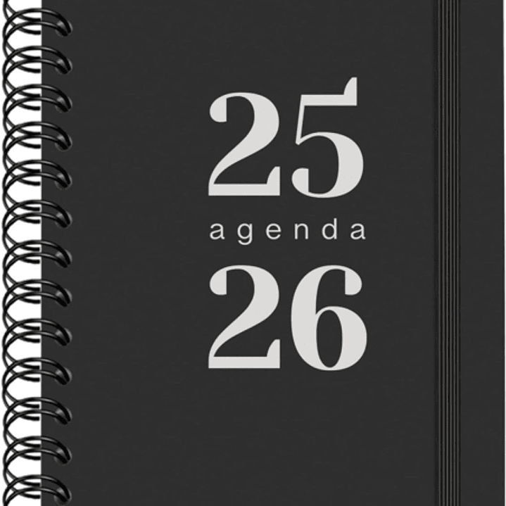 Dohe Grammar Agenda Escolar 25/26 Espiral A6 - Dia Pagina - Papel 80g/m2 - Cubierta de Polipropileno - Cierre de Goma Elastica - Color Negro 1