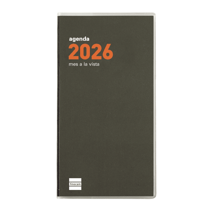 Finocam Min Agenda Plana - Anual 2026 - Formato Pl4 - 83x6x154mm - Mes Vista - Color Verde Oscuro 1