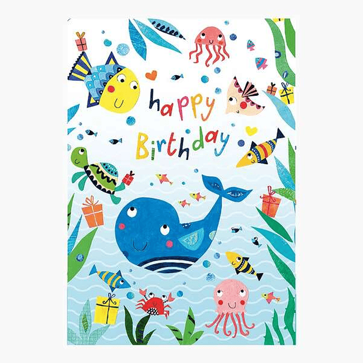 Pictura Tarjeta Zig-Zag - 15x22cm - Tematica Animales Marinos - Tarjeta Triptica - Incluye Sobre Blanco - Papel con Certificacion FSC 1