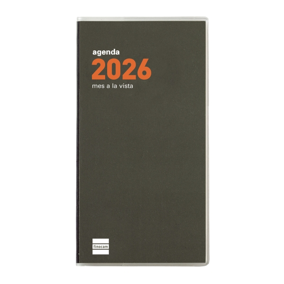 Finocam Min Agenda Plana en Catalan - Anual 2026 - Formato Pl4 - 83x6x154mm - Mes Vista - Color Verde Oscuro 1