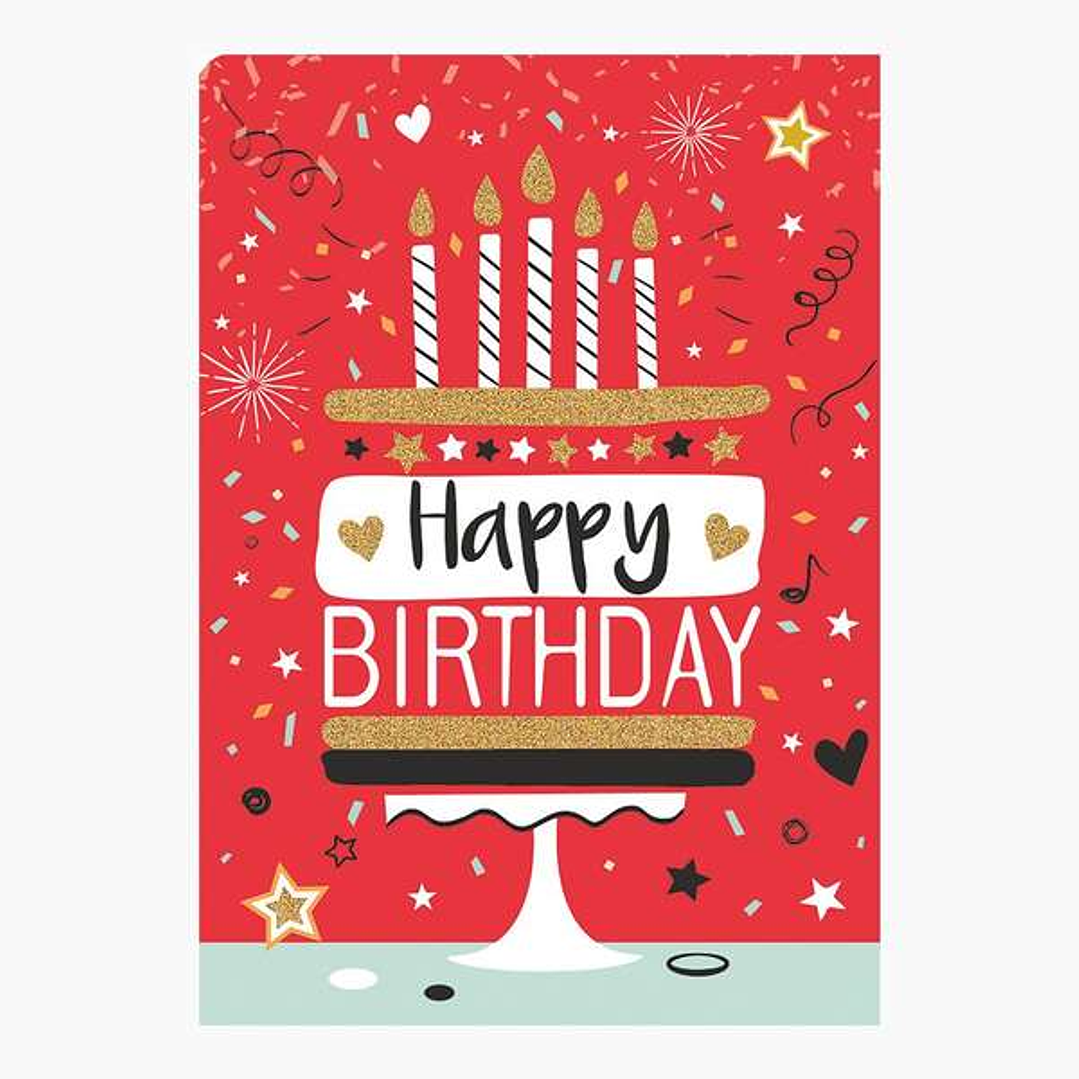 Pictura Tarjeta Zig-Zag - 15x22cm - Tematica Tarta de Cumpleaños - Triptica sin Envoltorio - Incluye Sobre Blanco - Papel con Certificacion FSC 1