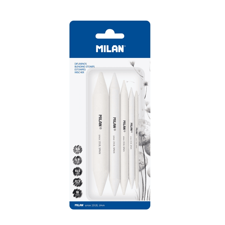 Milan Pack de 5 Difuminos - Formatos Surtidos - Recomendado para Bellas Artes - Color Blanco 1