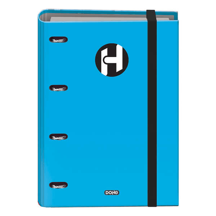 Dohe Serie Icon Carpeta de 4 Anillas Formato A4 con Recambio de 100 Hojas de 90 gr y 4 Taladros - Cierre con Goma Elastica - Anillas de 35mm - Color A 1