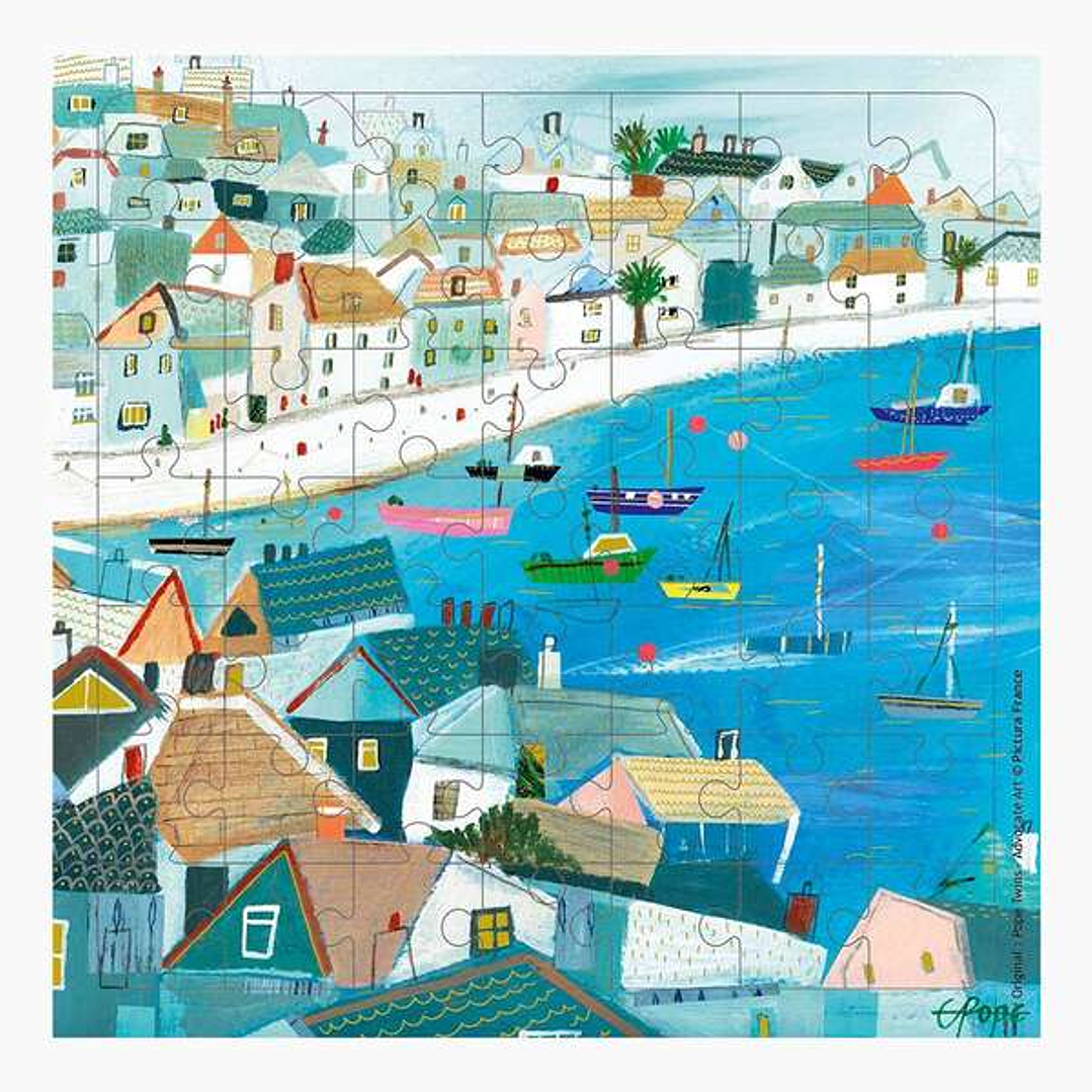 Pictura Tarjeta Puzzle Vista del Puerto de 49 Piezas + Tarjeta Plegada - Troquelado - 15.5x15.5cm - Incluye Sobre Blanco y Envoltorio de Celofan - Pap 1