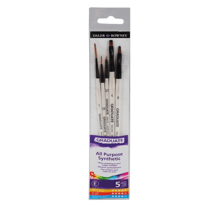 Daler Rowney Graduate Pack de 5 Pinceles Multitecnica - Pelo Sintetico - Mango Corto 1