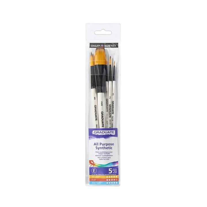 Daler Rowney Graduate Pack de 5 Pinceles Multitecnica - Pelo Sintetico - Mango Corto 1