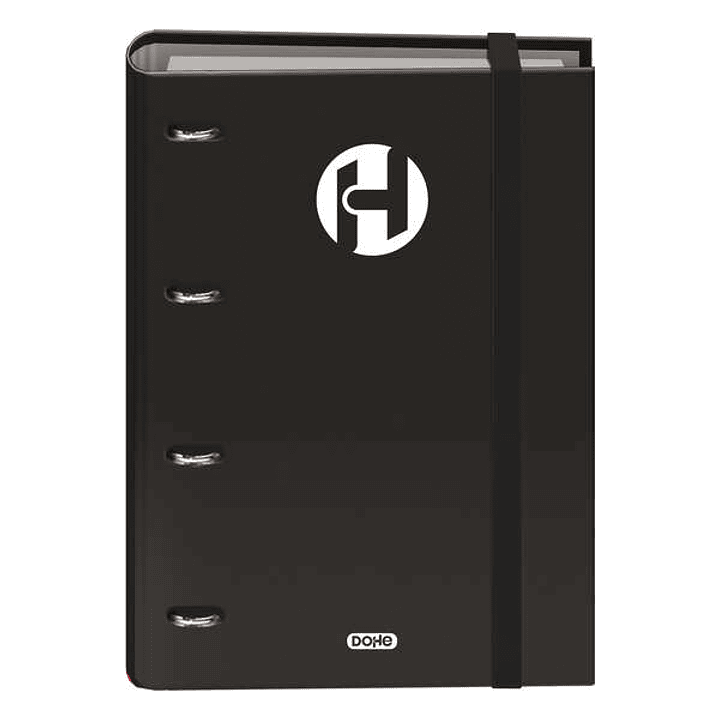 Dohe Serie Icon Carpeta de 4 Anillas Formato A4 con Recambio de 100 Hojas de 90 gr y 4 Taladros - Cierre con Goma Elastica - Anillas de 35mm - Color N 1