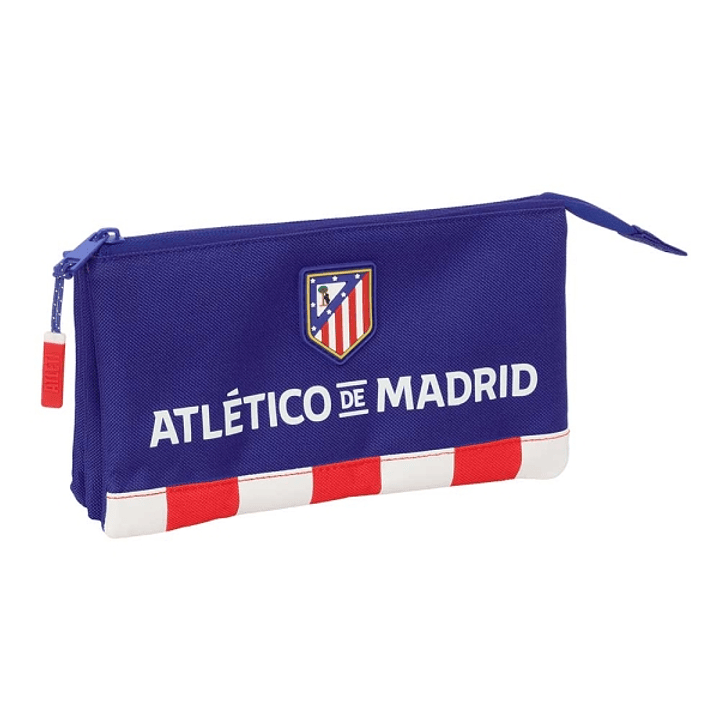Safta Atletico de Madrid Portatodo - 3 Compartimentos con Cremalleras - Bolsillo Interior - 0.6L - 220x30x120mm - Color Azul Marino 1