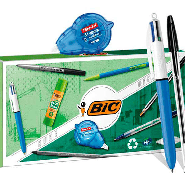 Bic Office ECOlutions Pack de Oficina 9 Piezas - Boligrafos + Portaminas + Lapiz + Rotulador + Pegamento Barra y Cinta Correctora 1