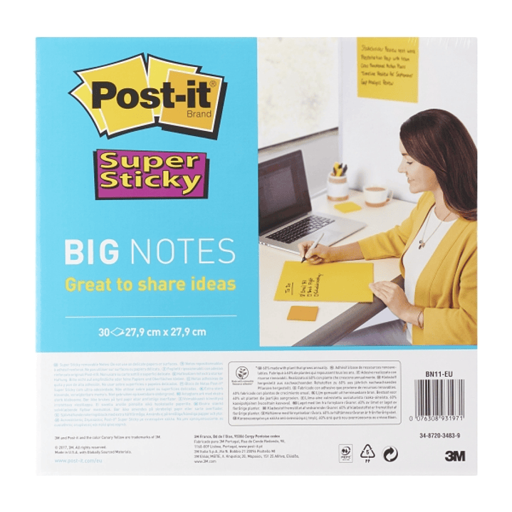Post-It Super Sticky Bloc de 30 Notas Adhesivas Reposicionables - Forma Cuadrada - 279x279mm - Color Amarillo Claro 1