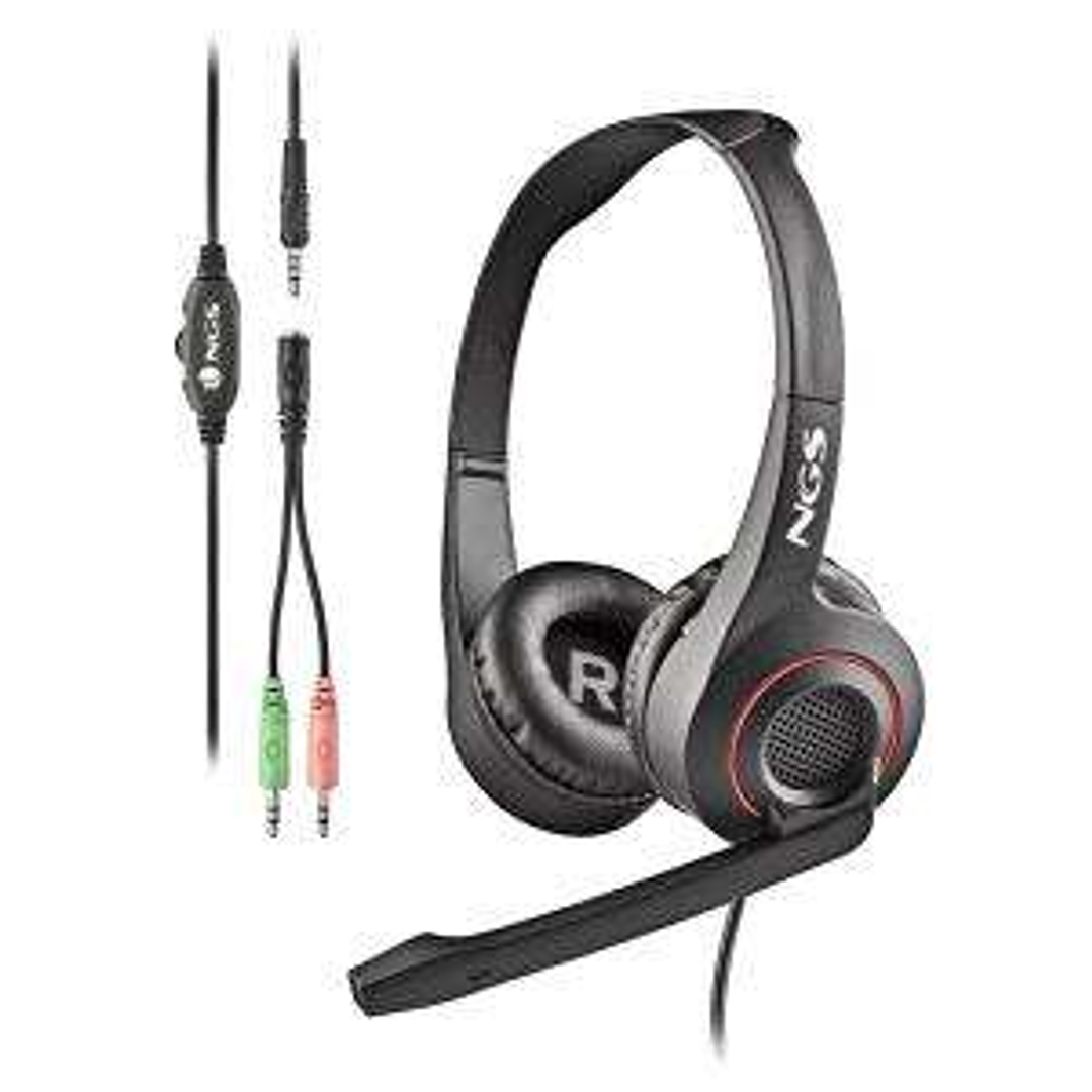 NGS MSX 10 Pro Auriculares con Microfono Plegable - Diadema Ajustable - Almohadillas Acolchadas - Control en Cable - Cable de 1.80m 1