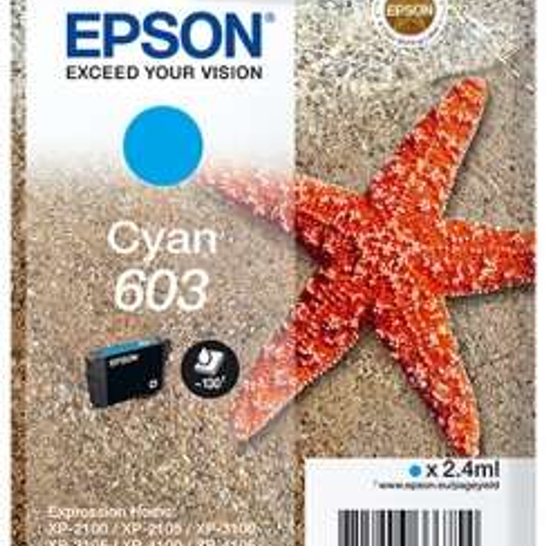 Epson 603 Cyan Cartucho de Tinta Original - C13T03U24010 1